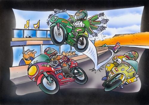 Cartoon: motorcycle race (medium) by HSB-Cartoon tagged motorcycle,race,sport,motorrad,motorradrennen,motorsport