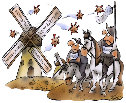 Cartoon: Ordnungsamt in Coronazeiten (medium) by HSB-Cartoon tagged donquijote,donquixote,ordnungsamt,ordnungsämter,covid19,corona,pandemie,veranstaltungen,lockdown,gaststätten,versammlungen,windmühlen,virus,viren,gesetze,vorschriften,seuche,karikatur,cartoon,donquijote,donquixote,ordnungsamt,ordnungsämter,covid19,corona,pandemie,veranstaltungen,lockdown,gaststätten,versammlungen,windmühlen,virus,viren,gesetze,vorschriften,seuche,karikatur,cartoon