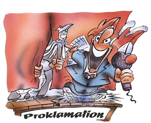 Cartoon: Proklamation (medium) by HSB-Cartoon tagged karneval,proklamation,narren,fasching,dreigestirn,karnevalsauftakt,karnevalsprinz,prinz,jungfrau,bauer,zeremonienmeister,vorhang,bütt,bühne,karnevalssession,narrenzeit,ppappnase,verkleidung,narrenkappe,karneval,proklamation,narren,fasching,dreigestirn,karnevalsauftakt,karnevalsprinz,prinz,jungfrau,bauer,zeremonienmeister,vorhang,bütt,bühne,karnevalssession,narrenzeit,ppappnase,verkleidung,narrenkappe