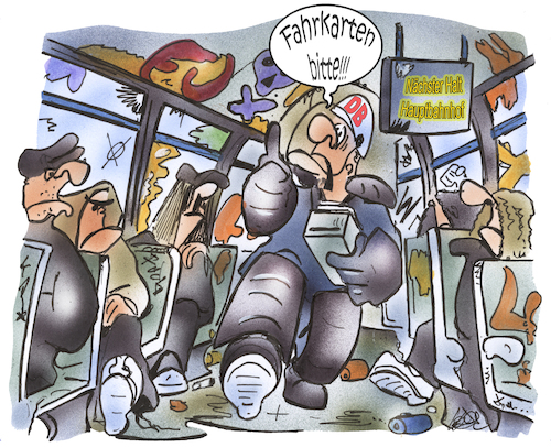 Cartoon: Schaffner (medium) by HSB-Cartoon tagged schaffner,db,deutsche,bahn,bahnmitarbeiter,bahnschaffner,zugschaffner,zugbegleiter,passagier,zug,gewalt,gewalttaten,gewltbereitschaft,gewalttätig,fahrkarte,fahrkartenkontrolle,fahrkartenkontrolleur,kontrolliieren,schwarzfahrer,schwarzfahren,vermüllung,verschmutzung,dreck,unrat,schmiererei,graffiti,flegel,schaffner,db,deutsche,bahn,bahnmitarbeiter,bahnschaffner,zugschaffner,zugbegleiter,passagier,zug,gewalt,gewalttaten,gewltbereitschaft,gewalttätig,fahrkarte,fahrkartenkontrolle,fahrkartenkontrolleur,kontrolliieren,schwarzfahrer,schwarzfahren,vermüllung,verschmutzung,dreck,unrat,schmiererei,graffiti,flegel