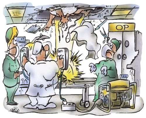 Cartoon: Schwarztest Krankenhaus (medium) by HSB-Cartoon tagged stromaggregat,notstromaggregat,schwarztest,op,operation,operationssaal,hospital,arzt,chirug,stromerzeuger,defi,defibrilator,herzmassage,operationstisch,opsaal,stromversorgung,stromausfall,kurzschluß,stromgenerator,krankenhaus,klinik,stromaggregat,notstromaggregat,schwarztest,op,operation,operationssaal,hospital,arzt,chirug,stromerzeuger,defi,defibrilator,herzmassage,operationstisch,opsaal,stromversorgung,stromausfall,kurzschluß,stromgenerator,krankenhaus,klinik