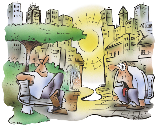 Cartoon: Stadtbegrünung (medium) by HSB-Cartoon tagged stadtbegrünung,grünanlage,klima,klimawandel,fassadenbegrünung,park,schatten,cartoon,stadtbegrünung,grünanlage,klima,klimawandel,fassadenbegrünung,park,schatten,cartoon