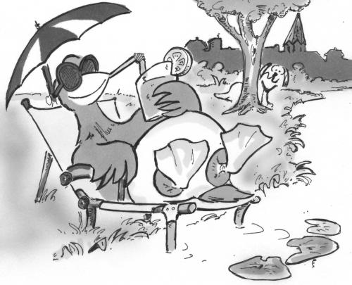 Cartoon: summer on the beach (medium) by HSB-Cartoon tagged summer,beach,relax,animal,goose,urlaub,relaxen,entspannung,freizeit,tier,vogel,strand,ente,sommer