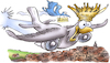 Cartoon: Überflieger (small) by HSB-Cartoon tagged vogel,fliegen,flugzeug,flieger,kranisch,lufthansa,überflieger,himmel,sky,könig,der,lüfte,aeroplane,urlaub,freiheit
