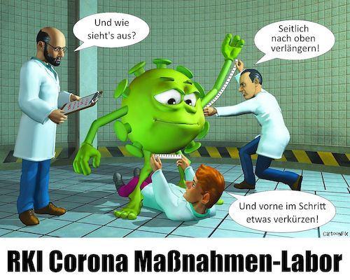 Cartoon: Corona Maßnahmen Labor (medium) by Cartoonfix tagged rki,corona,maßnahmen,labor