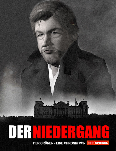 Cartoon: Der Niedergang (medium) by Cartoonfix tagged niedergang,der,grünen,spiegel,artikel,rücktritt,und,austritt,von,vorstand,sinkende,umfragewerte,habeck