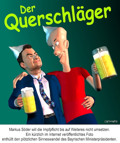 Cartoon: Der Querschläger (medium) by Cartoonfix tagged markus,söder,corona,politik,impfpflicht,pflegepersonal