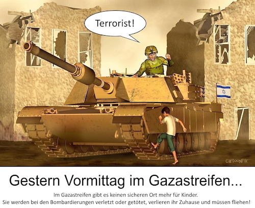 Cartoon: Gazastreifen... (medium) by Cartoonfix tagged gazastreifen,israelisches,vorgehen,gegen,palaestinenser,völkermord,kinder,leid
