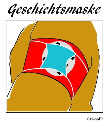 Cartoon: Geschichtsmaske (medium) by Cartoonfix tagged maskenpflicht,corona,virus,nazionalsozialismus,hakenkreuz