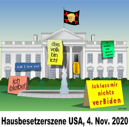 Cartoon: Hausbesetzerszene  USA 2020 (medium) by Cartoonfix tagged usa,trump,biden,präsident,wahlen,2020