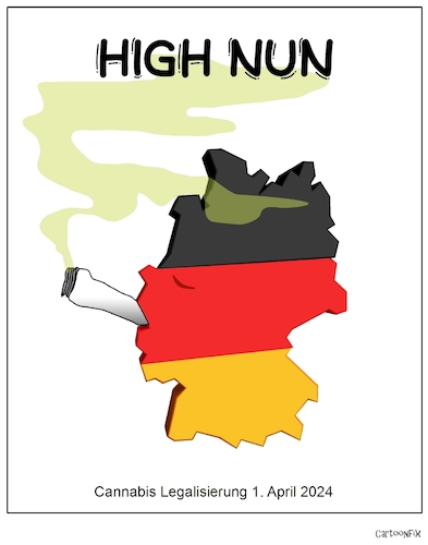 Cartoon: High Nun (medium) by Cartoonfix tagged canabis,legalisierung,april,2024,wortspiel,high,noon,western