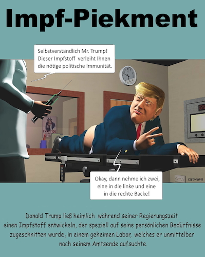 Cartoon: Impf-Piekment (medium) by Cartoonfix tagged impeachment,amtsenthebung,donald,trump,mögliche,gerichtsverfahren,nach,amtszeit