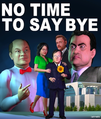 Cartoon: No Time To Say Bye... (medium) by Cartoonfix tagged bundeskanzler,wahl,2021,laschet,scholz,baerbock,söder,cdu,fdf,grüne,sondierungsgespräche,no,time,to,die,james,bond