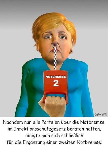 Cartoon: Notbremse 2 (medium) by Cartoonfix tagged merkel,notbremse,infektionsschutzgesetz,änderung