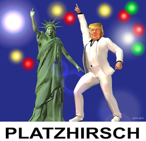 Cartoon: Platzhirsch (medium) by Cartoonfix tagged donald,trump,2025,vereidigung,als,präsident,platzhirsch