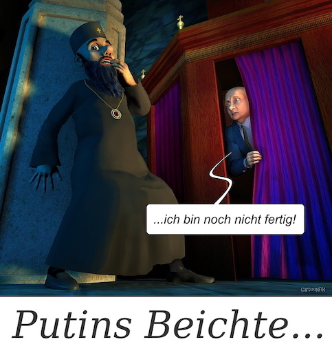 Cartoon: Putins Beichte (medium) by Cartoonfix tagged putin,beichte,ukraine,krieg