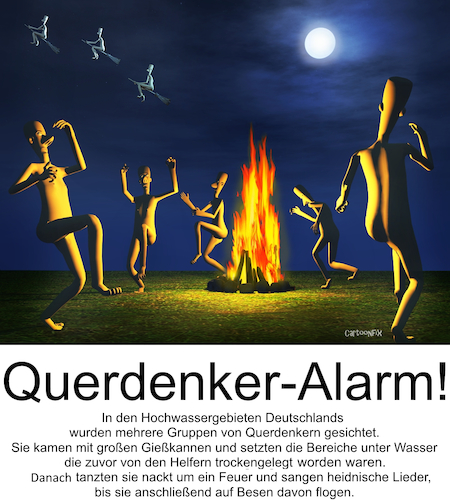 Cartoon: Querdenker-Alarm! (medium) by Cartoonfix tagged querdenker,hetze,presse,flutkatastophe,ahrweiler