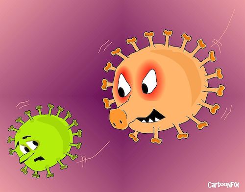 Cartoon: Schweinegrippe VS Corona (medium) by Cartoonfix tagged neue,schweinegrippe,corona,virus