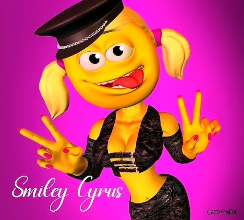 Cartoon: Smiley Cyrus (medium) by Cartoonfix tagged miley,cyrus,wortspiel,smiley