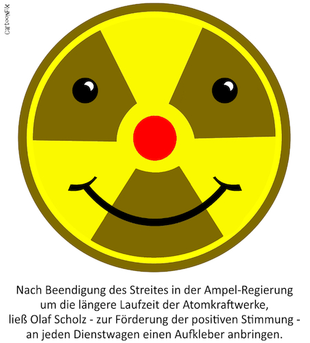 Cartoon: Stimmungs-Aufheller (medium) by Cartoonfix tagged smiley,stimmungs,aufheller,ampelkoalition,streit,atomkrafwerke,verlängerung