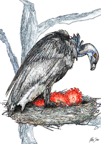 Cartoon: Vogel des Jahres 2021 (medium) by jakpet tagged corona,lockdown,pleiten,wirtschaft,ruin,politik,gesundheitswesen,beschränkungen,vogelschutz