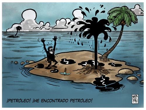 Cartoon: Habra petroleo en canarias? (medium) by Wadalupe tagged petroleo,turismo,isla,canarias,inversion,chapapote,ilusion,dinero,riesgo