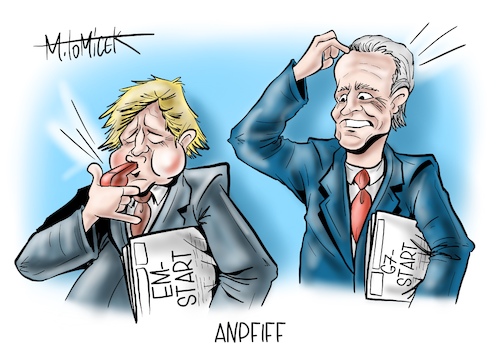 Cartoon: Anpfiff (medium) by Mirco Tomicek tagged g7,gipfel,staaten,cornwall,groß,britannien,premierminister,boris,johnson,us,präsident,joe,biden,amerika,usa,empfang,gruppe,der,sieben,staatschefs,regierungschefs,em,europameisterschaft,2020,fußball,fußballer,spiel,fußballspiel,anpfiff,cartoon,karikatur,pressekarikatur,mirco,tomicek,g7,gipfel,staaten,cornwall,groß,britannien,premierminister,boris,johnson,us,präsident,joe,biden,amerika,usa,empfang,gruppe,der,sieben,staatschefs,regierungschefs,em,europameisterschaft,2020,fußball,fußballer,spiel,fußballspiel,anpfiff,cartoon,karikatur,pressekarikatur,mirco,tomicek