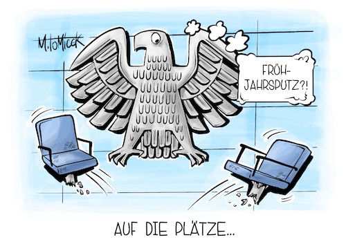 Cartoon: Auf die Plätze... (medium) by Mirco Tomicek tagged neuer,bundestag,sitzung,sitze,reform,abgeordnete,parlament,bundesadler,ampel,ampelkoalition,scholz,koalition,groko,friedrich,merz,union,spd,ampelmännchen,ampelaus,karikatur,pressekarikatur,cartoon,mirco,tomicek,neuer,bundestag,sitzung,sitze,reform,abgeordnete,parlament,bundesadler,ampel,ampelkoalition,scholz,koalition,groko,friedrich,merz,union,spd,ampelmännchen,ampelaus,karikatur,pressekarikatur,cartoon,mirco,tomicek