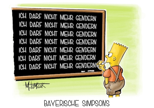 Cartoon: Bayerische Simpsons (medium) by Mirco Tomicek tagged die,simpsons,bart,simpson,bayern,gendern,gender,gendersternchen,gendersprache,schulen,schule,verbot,hochschulen,behörden,behörde,sprache,karikatur,pressekarikatur,cartoon,mirco,tomicek,die,simpsons,bart,simpson,bayern,gendern,gender,gendersternchen,gendersprache,schulen,schule,verbot,hochschulen,behörden,behörde,sprache,karikatur,pressekarikatur,cartoon,mirco,tomicek