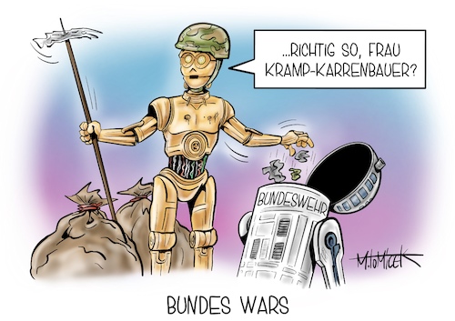 Cartoon: Bundes Wars (medium) by Mirco Tomicek tagged weltraum,weltraumkommando,bundeswehr,deutschland,dienst,weltraumschrott,satelliten,weltall,space,schrott,müll,weltraummüll,müllmänner,einsammeln,annegret,kramp,karrenbauer,komanndo,spezialkommando,bund,all,weltallmüll,wehr,wehrdienst,star,wars,r2d2,c3po,cartoon,karikatur,pressekarikatur,mirco,tomicek,weltraum,weltraumkommando,bundeswehr,deutschland,dienst,weltraumschrott,satelliten,weltall,space,schrott,müll,weltraummüll,müllmänner,einsammeln,annegret,kramp,karrenbauer,komanndo,spezialkommando,bund,all,weltallmüll,wehr,wehrdienst,star,wars,r2d2,c3po,cartoon,karikatur,pressekarikatur,mirco,tomicek