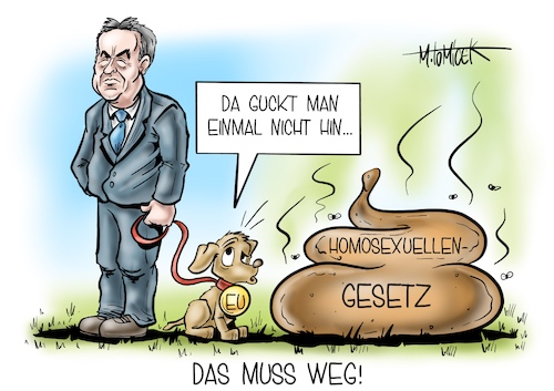 Cartoon: Das muss weg! (medium) by Mirco Tomicek tagged ungarn,viktor,orban,gesetz,beschränkung,information,homosexualität,transsexualität,homosexuellengesetz,homosexuellen,lgbtq,regenbogen,regenbogenflagge,informationen,hund,eu,europa,parlament,cartoon,karikatur,pressekarikatur,mirco,tomicek,ungarn,viktor,orban,gesetz,beschränkung,information,homosexualität,transsexualität,homosexuellengesetz,homosexuellen,lgbtq,regenbogen,regenbogenflagge,informationen,hund,eu,europa,parlament,cartoon,karikatur,pressekarikatur,mirco,tomicek