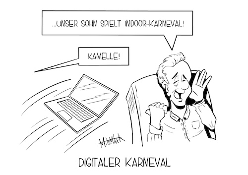 Cartoon: Digitaler Karneval (medium) by Mirco Tomicek tagged karnval,session,corona,virus,coronavirus,pandemie,lockdown,covid19,fasching,fassenet,fastnacht,narren,jecken,jeck,aschermittwoch,fastenacht,fastnet,kamelle,köln,düsseldorf,karnevalsumzug,umzug,home,homeoffice,zuhause,indoor,digital,digitalisierung,karikatur,cartoon,pressekarikatur,mirco,tomicek,karnval,session,corona,virus,coronavirus,pandemie,lockdown,covid19,fasching,fassenet,fastnacht,narren,jecken,jeck,aschermittwoch,fastenacht,fastnet,kamelle,köln,düsseldorf,karnevalsumzug,umzug,home,homeoffice,zuhause,indoor,digital,digitalisierung,karikatur,cartoon,pressekarikatur,mirco,tomicek