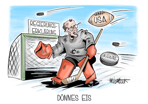 Cartoon: Dünnes Eis (medium) by Mirco Tomicek tagged regierungserklärung,regierung,erklärung,friedrich,merz,koalition,außenpolitik,krieg,wirtschaft,zölle,ukraine,hilfe,russland,verteidigung,usa,amerika,trump,us,eishockey,karikatur,pressekarikatur,cartoon,mirco,tomicek,regierungserklärung,regierung,erklärung,friedrich,merz,koalition,außenpolitik,krieg,wirtschaft,zölle,ukraine,hilfe,russland,verteidigung,usa,amerika,trump,us,eishockey,karikatur,pressekarikatur,cartoon,mirco,tomicek