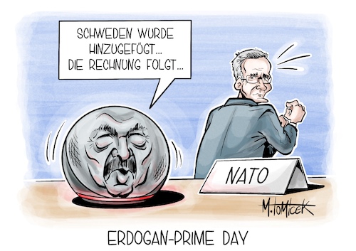 Cartoon: Erdogan-Prime Day (medium) by Mirco Tomicek tagged nato,beitritt,schweden,türkei,erdogan,blockade,beitreten,gipfel,stoltenberg,alexa,echo,amazon,prime,day,cartoon,karikatur,pressekarikatur,mirco,tomicek,nato,beitritt,schweden,türkei,erdogan,blockade,beitreten,gipfel,stoltenberg,alexa,echo,amazon,prime,day,cartoon,karikatur,pressekarikatur,mirco,tomicek