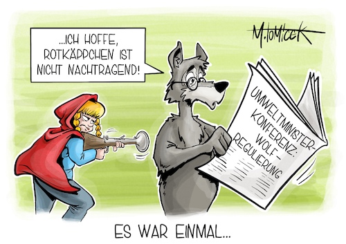 Cartoon: Es war einmal... (medium) by Mirco Tomicek tagged umwelt,umweltpolitik,umweltminister,umweltministerkonferenz,wolf,wölfe,jagd,regulierung,bestand,wald,rotkäppchen,tiere,tierschutz,cartoon,karikatur,pressekarikatur,mirco,tomicek,umwelt,umweltpolitik,umweltminister,umweltministerkonferenz,wolf,wölfe,jagd,regulierung,bestand,wald,rotkäppchen,tiere,tierschutz,cartoon,karikatur,pressekarikatur,mirco,tomicek