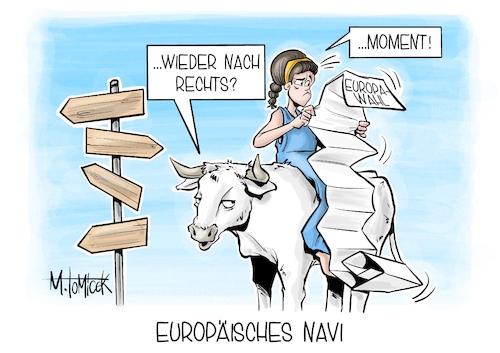 Cartoon: Europäisches Navi (medium) by Mirco Tomicek tagged europawahl,wahl,wahlen,wähler,europa,gewählt,stier,wahlergebnisse,hochrechnungen,hochrechnung,cartoon,karikatur,pressekarikatur,mirco,tomicek,europawahl,wahl,wahlen,wähler,europa,gewählt,stier,wahlergebnisse,hochrechnungen,hochrechnung,cartoon,karikatur,pressekarikatur,mirco,tomicek