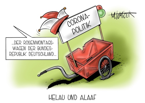 Cartoon: Helau und Alaaf (medium) by Mirco Tomicek tagged karneval,rosenmontag,helau,alaaf,rosenmontagszug,rosenmontagsumzug,wagen,karnevalswagen,narren,pappnase,köln,düsseldorf,umzug,fashing,fasnet,fastnacht,corona,covid19,virus,lockdown,verschärfung,maßnahme,maßnahmen,shutdown,politik,impfstrategie,imfung,impfe,impfstart,impfstoff,cartoon,karikatur,pressekarikatur,mirco,tomicek,karneval,rosenmontag,helau,alaaf,rosenmontagszug,rosenmontagsumzug,wagen,karnevalswagen,narren,pappnase,köln,düsseldorf,umzug,fashing,fasnet,fastnacht,corona,covid19,virus,lockdown,verschärfung,maßnahme,maßnahmen,shutdown,politik,impfstrategie,imfung,impfe,impfstart,impfstoff,cartoon,karikatur,pressekarikatur,mirco,tomicek