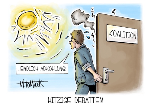 Cartoon: Hitzige Debatten (medium) by Mirco Tomicek tagged warmes,wetter,hitzig,hitze,wetterlage,heiß,sommer,sommerwetter,debatten,koalition,regierung,merz,reformen,gesundheit,gesundheitsreform,reform,karikatur,cartoon,pressekarikatur,mirco,tomicek,warmes,wetter,hitzig,hitze,wetterlage,heiß,sommer,sommerwetter,debatten,koalition,regierung,merz,reformen,gesundheit,gesundheitsreform,reform,karikatur,cartoon,pressekarikatur,mirco,tomicek