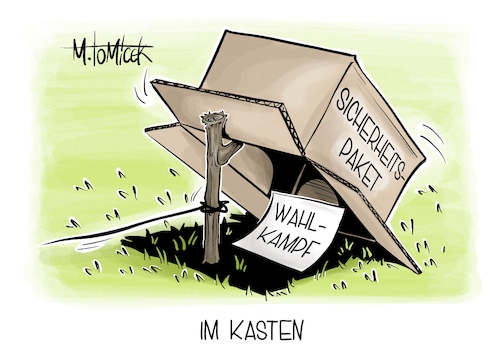 Cartoon: Im Kasten (medium) by Mirco Tomicek tagged sicherheitspaket,sicherheit,inneresicherheit,bundestag,ampel,koalition,union,waffenrecht,waffen,verschärfung,asylrecht,asyl,migration,asylpolitik,migrationspolitik,politik,wahlkampf,wahl,wahlen,paket,karikatur,pressekarikatur,cartoon,mirco,tomicek,sicherheitspaket,sicherheit,inneresicherheit,bundestag,ampel,koalition,union,waffenrecht,waffen,verschärfung,asylrecht,asyl,migration,asylpolitik,migrationspolitik,politik,wahlkampf,wahl,wahlen,paket,karikatur,pressekarikatur,cartoon,mirco,tomicek