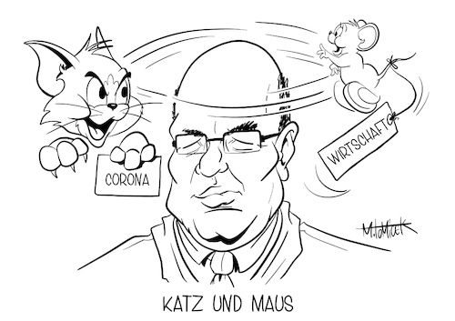 Cartoon: Katz und Maus (medium) by Mirco Tomicek tagged wirtschaftsbericht,jahreswirtschaftsbericht,wirtschaftsminister,peter,altmaier,cdu,wirtschaft,konjunktur,prognose,konjunkturprognose,bericht,bundesregierung,bund,deutschland,einbruch,einbrüche,corona,pandemie,lockdown,shutdown,covid19,virus,viren,dax,2021,jahr,jahresprognose,cartoon,karikatur,pressekarikatur,mirco,tomicek,wirtschaftsbericht,jahreswirtschaftsbericht,wirtschaftsminister,peter,altmaier,cdu,wirtschaft,konjunktur,prognose,konjunkturprognose,bericht,bundesregierung,bund,deutschland,einbruch,einbrüche,corona,pandemie,lockdown,shutdown,covid19,virus,viren,dax,2021,jahr,jahresprognose,cartoon,karikatur,pressekarikatur,mirco,tomicek