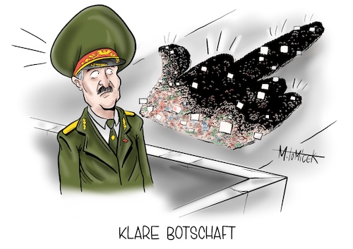 Cartoon: Klare Botschaft (medium) by Mirco Tomicek tagged belarus,protest,proteste,lukaschenko,demo,demonstranten,weißrussland,russland,botschaft,volk,karikatur,cartoon,mirco,tomicek,belarus,protest,proteste,lukaschenko,demo,demonstranten,weißrussland,russland,botschaft,volk,karikatur,cartoon,mirco,tomicek