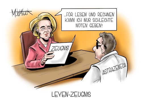 Cartoon: Leyen-Zeugnis (medium) by Mirco Tomicek tagged eu,kommissionschefin,ursula,von,der,leyen,europa,kommission,corona,impfstrategie,strategie,impfung,impfstoff,impfen,impfungen,europäische,union,verteidigt,hersteller,astrazeneca,astra,zeneca,lieferung,lieferzusage,wirksamkeit,wirkung,alter,zeugnis,zeugnisse,schule,schulen,schüler,zwischenzeugnis,zwischen,covid19,virus,viren,pandemie,lockdown,shutdown,cartoon,karikatur,pressekarikatur,mirco,tomicek,eu,kommissionschefin,ursula,von,der,leyen,europa,kommission,corona,impfstrategie,strategie,impfung,impfstoff,impfen,impfungen,europäische,union,verteidigt,hersteller,astrazeneca,astra,zeneca,lieferung,lieferzusage,wirksamkeit,wirkung,alter,zeugnis,zeugnisse,schule,schulen,schüler,zwischenzeugnis,zwischen,covid19,virus,viren,pandemie,lockdown,shutdown,cartoon,karikatur,pressekarikatur,mirco,tomicek