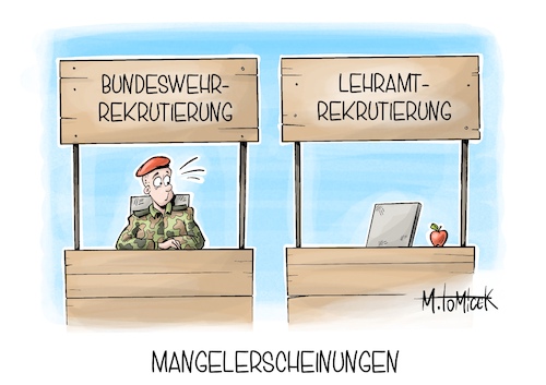 Cartoon: Mangelerscheinungen (medium) by Mirco Tomicek tagged lehrkräfte,lehrkräftemangel,mangel,lehramt,lehrer,lehrerinnen,schüler,schule,fachkräfte,fachkraft,fachkräftemangel,soldaten,bundeswehr,cartoon,karikatur,pressekarikatur,mirco,tomicek,lehrkräfte,lehrkräftemangel,mangel,lehramt,lehrer,lehrerinnen,schüler,schule,fachkräfte,fachkraft,fachkräftemangel,soldaten,bundeswehr,cartoon,karikatur,pressekarikatur,mirco,tomicek