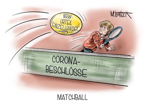 Cartoon: Matchball (medium) by Mirco Tomicek tagged nrw,nordrhein,westfalen,einzelhandel,beschränkungen,beschränkung,buchläden,shops,einkaufen,shopping,eingekauft,einzel,handel,eugh,gericht,münster,urteil,corona,gipfel,bund,ländergipfel,covid19,pandemie,lockdown,shutdown,maßnahmen,verlängerung,april,verlängert,ostern,urlaub,reisen,angela,merkel,konferenz,cartoon,karikatur,pressekarikatur,mirco,tomicek,nrw,nordrhein,westfalen,einzelhandel,beschränkungen,beschränkung,buchläden,shops,einkaufen,shopping,eingekauft,einzel,handel,eugh,gericht,münster,urteil,corona,gipfel,bund,ländergipfel,covid19,pandemie,lockdown,shutdown,maßnahmen,verlängerung,april,verlängert,ostern,urlaub,reisen,angela,merkel,konferenz,cartoon,karikatur,pressekarikatur,mirco,tomicek