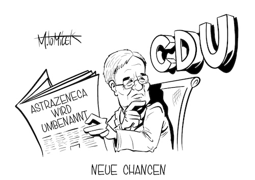 Cartoon: Neue Chancen (medium) by Mirco Tomicek tagged astrazeneca,vaxzevria,vermarktet,vermarkten,corona,impfstoff,coronaimpfstoff,impfstoffe,covid19,virus,pandemie,lockdown,geimpft,impfungen,umbenennen,umbenannt,neuer,name,namensänderung,geändert,cdu,csu,armin,laschet,umfragen,kanzlerfrage,kanzlerkandidat,kanzleramt,frage,image,imageproblem,pharma,medizin,cartoon,karikatur,pressekarikatur,mirco,tomicek,astrazeneca,vaxzevria,vermarktet,vermarkten,corona,impfstoff,coronaimpfstoff,impfstoffe,covid19,virus,pandemie,lockdown,geimpft,impfungen,umbenennen,umbenannt,neuer,name,namensänderung,geändert,cdu,csu,armin,laschet,umfragen,kanzlerfrage,kanzlerkandidat,kanzleramt,frage,image,imageproblem,pharma,medizin,cartoon,karikatur,pressekarikatur,mirco,tomicek