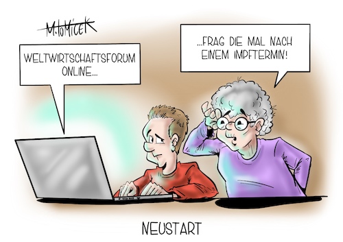 Cartoon: Neustart (medium) by Mirco Tomicek tagged weltwirtschaftsforum,welt,wirtschafts,forum,corona,krise,pandemie,covid19,virtuell,digital,online,webcam,video,live,stream,krisen,neustart,angela,merkel,zukunft,menschheit,impfung,impfungen,impfstoff,impftermin,termin,terminvergabe,impfzentren,cartoon,karikatur,pressekarikatur,mirco,tomicek,weltwirtschaftsforum,welt,wirtschafts,forum,corona,krise,pandemie,covid19,virtuell,digital,online,webcam,video,live,stream,krisen,neustart,angela,merkel,zukunft,menschheit,impfung,impfungen,impfstoff,impftermin,termin,terminvergabe,impfzentren,cartoon,karikatur,pressekarikatur,mirco,tomicek