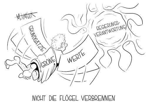 Cartoon: Nicht die Flügel verbrennen (medium) by Mirco Tomicek tagged die,grünen,grüne,bündnis,90,politik,politiker,bundestag,bundestagswahl,jubiläum,regierung,regierungsverantwortung,ikarus,digital,videochat,video,digitalparteitag,videoparteitag,parteitag,partei,wahl,wahlen,karikatur,pressekarikatur,cartoon,mirco,tomicek,umwelt,natur,die,grünen,grüne,bündnis,90,politik,politiker,bundestag,bundestagswahl,jubiläum,regierung,regierungsverantwortung,ikarus,digital,videochat,video,digitalparteitag,videoparteitag,parteitag,partei,wahl,wahlen,karikatur,pressekarikatur,cartoon,mirco,tomicek,umwelt,natur