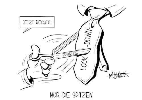 Cartoon: Nur die Spitzen (medium) by Mirco Tomicek tagged corona,gipfel,covid19,bund,länder,lockdown,verlängerung,verlängerungen,shutdown,friseur,friseure,friseurinnen,haarstudio,haare,schneiden,schule,schulen,karneval,weiberfastnacht,krawatten,krawatte,schere,lockerung,cartoon,karikatur,pressekarikatur,mirco,tomicek,corona,gipfel,covid19,bund,länder,lockdown,verlängerung,verlängerungen,shutdown,friseur,friseure,friseurinnen,haarstudio,haare,schneiden,schule,schulen,karneval,weiberfastnacht,krawatten,krawatte,schere,lockerung,cartoon,karikatur,pressekarikatur,mirco,tomicek