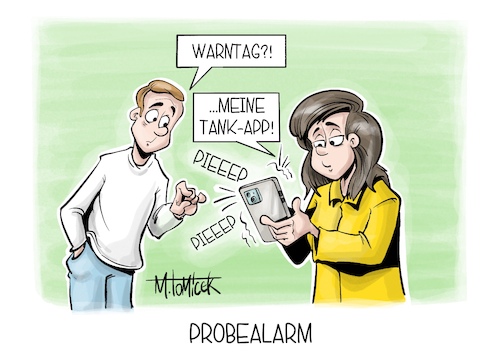 Cartoon: Probealarm (medium) by Mirco Tomicek tagged warntag,warnung,cell,broadcast,smartphone,warnungen,sirenen,probealarm,debatte,spritpreise,sprit,preise,benzin,diesel,tankstelle,tanken,benzinpreis,auto,öl,ölpreise,karikatur,cartoon,pressekarikatur,mirco,tomicek,warntag,warnung,cell,broadcast,smartphone,warnungen,sirenen,probealarm,debatte,spritpreise,sprit,preise,benzin,diesel,tankstelle,tanken,benzinpreis,auto,öl,ölpreise,karikatur,cartoon,pressekarikatur,mirco,tomicek