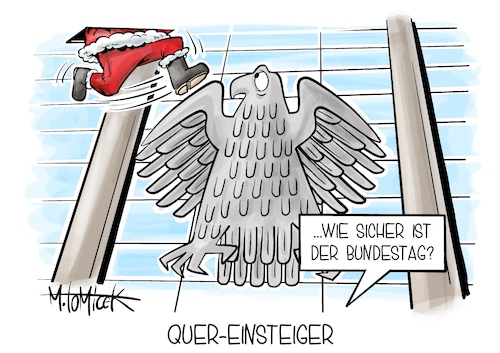 Cartoon: Quer-Einsteiger (medium) by Mirco Tomicek tagged bundestag,sondersitzung,sicherheit,reichsbürger,razzia,terrorzelle,großrazzia,rechtsausschuss,innenausschuss,weihnachten,weihnachtsmann,cartoon,karikatur,pressekarikatur,mirco,tomicek,bundestag,sondersitzung,sicherheit,reichsbürger,razzia,terrorzelle,großrazzia,rechtsausschuss,innenausschuss,weihnachten,weihnachtsmann,cartoon,karikatur,pressekarikatur,mirco,tomicek